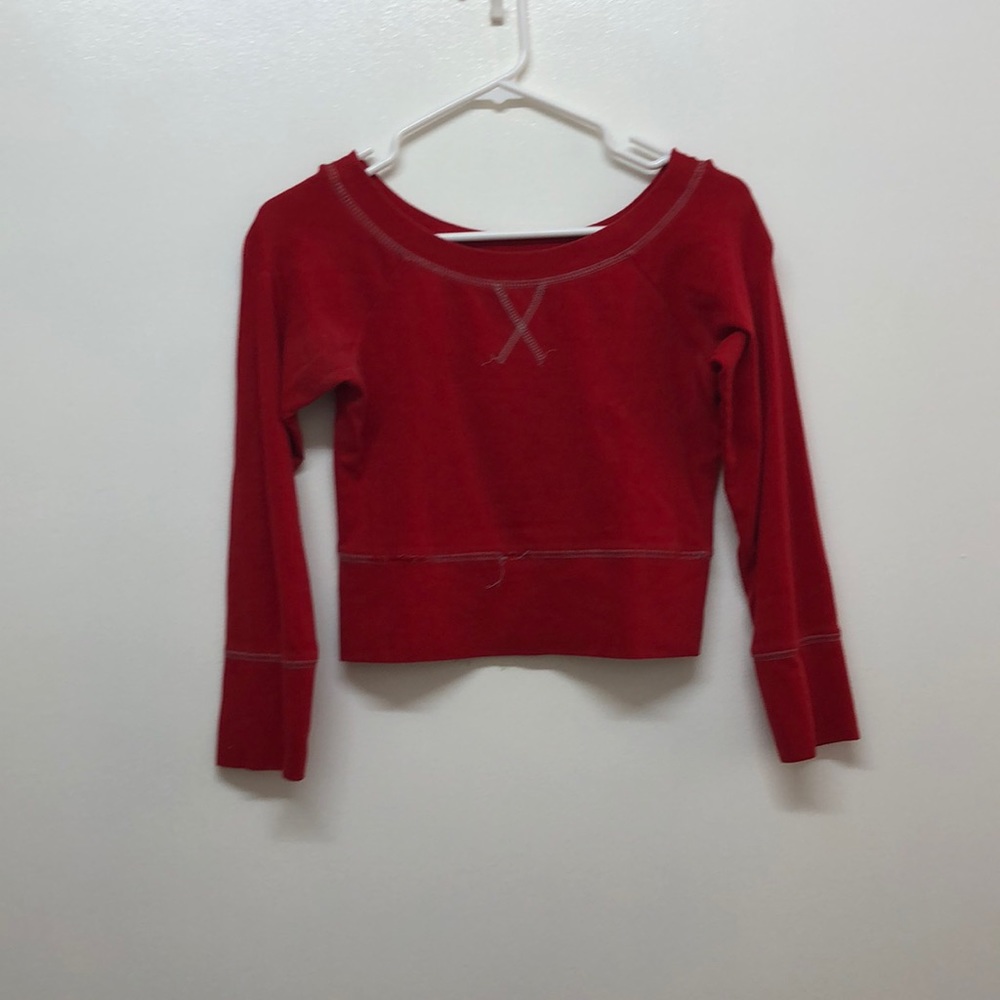 Red crop top with contrast stitching